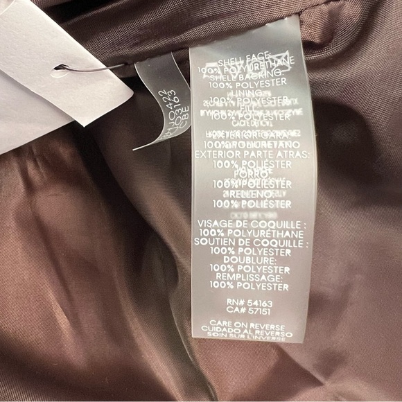 Calvin Klein Longline Faux Leather Brown Puffer Jacket Size L - Picture 8 of 12